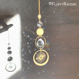Handmade Crystal Suncatcher, Sun Symbol, Golden Celestial Light, Home Decor Idea Gift, Pinterest Interior