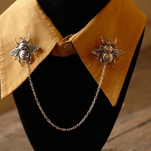 Broche de cuello estilo vintage con forma de insecto, escarabajo, abeja y bicho en color plata, oro, cobre o bronce antiguo.
