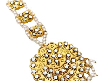 Kundan Bindiya Maang Tikka: Golden Plated Traditional Bridal Forehead Accessory