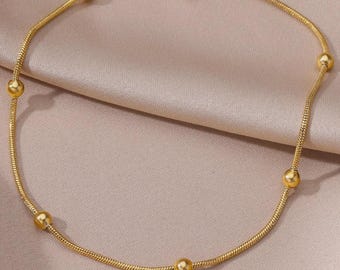 Stainless Steel Snake Chain Anklet Simple Round Ankle Bracelet For Women