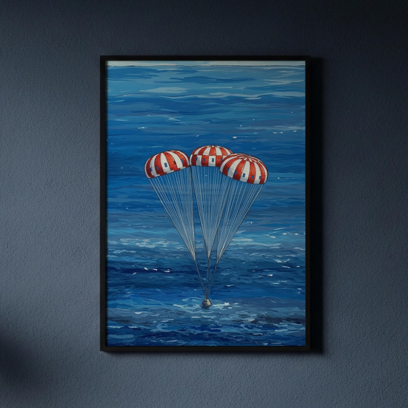 Artemis II Splashdown Art | NASA Moon Mission Poster | Orion Capsule ...