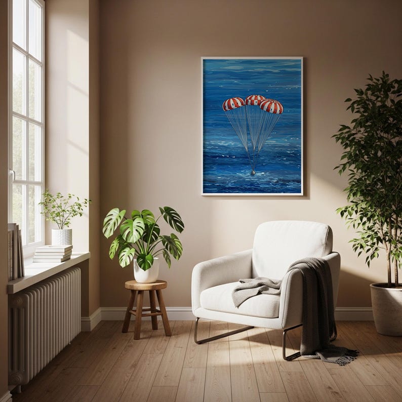 Artemis II Splashdown Art | NASA Moon Mission Poster | Orion Capsule ...