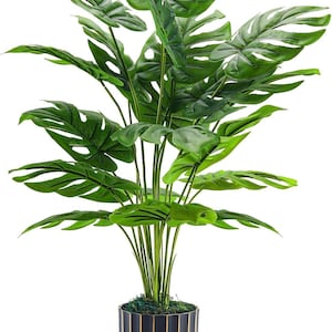 Artificial Monstera Tree Plant: Realistic Faux Plant in Black Gold Pot