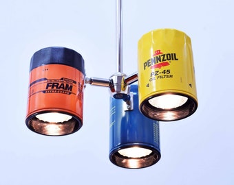 Automotive Oil filter Pendant Light. Chandelier.