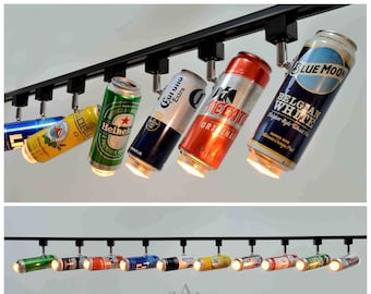 Beer can Track lighting fixture. Track lights with track. Aluminum beer can  24 oz. Spot light.