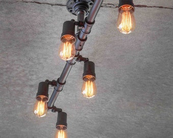 Industrial Style Adjustable Ceiling Light. Chandelier. Articulating.