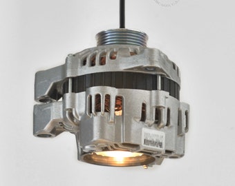 Alternator Pendant Light. Automotive generator lamp. Dieselpunk.