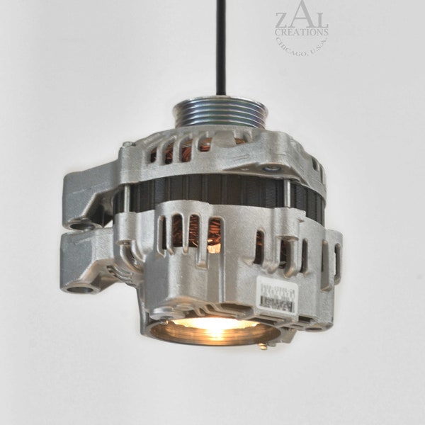 Alternator Pendant Light. Automotive generator lamp. Dieselpunk.