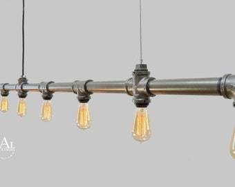 Industrial style Suspension Light. Pendant Light. Vintage style Edison bulbs. 94" long