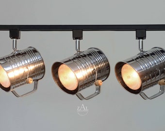 Track Lighting Fixture. Flour Sifter with crank handle. Stainless steel. 3 Track lights and Track. Bakery lighting.