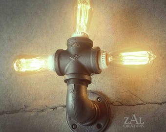 Wall Light. Ceiling Light. Vanity Light. Sconce. Industrial. Steampunk. Edison. Triple bulb.