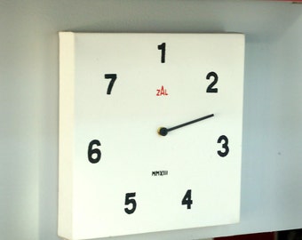 CLOCK, Day of the week, 7 day wall Clock, Functional. Oil on canvas.