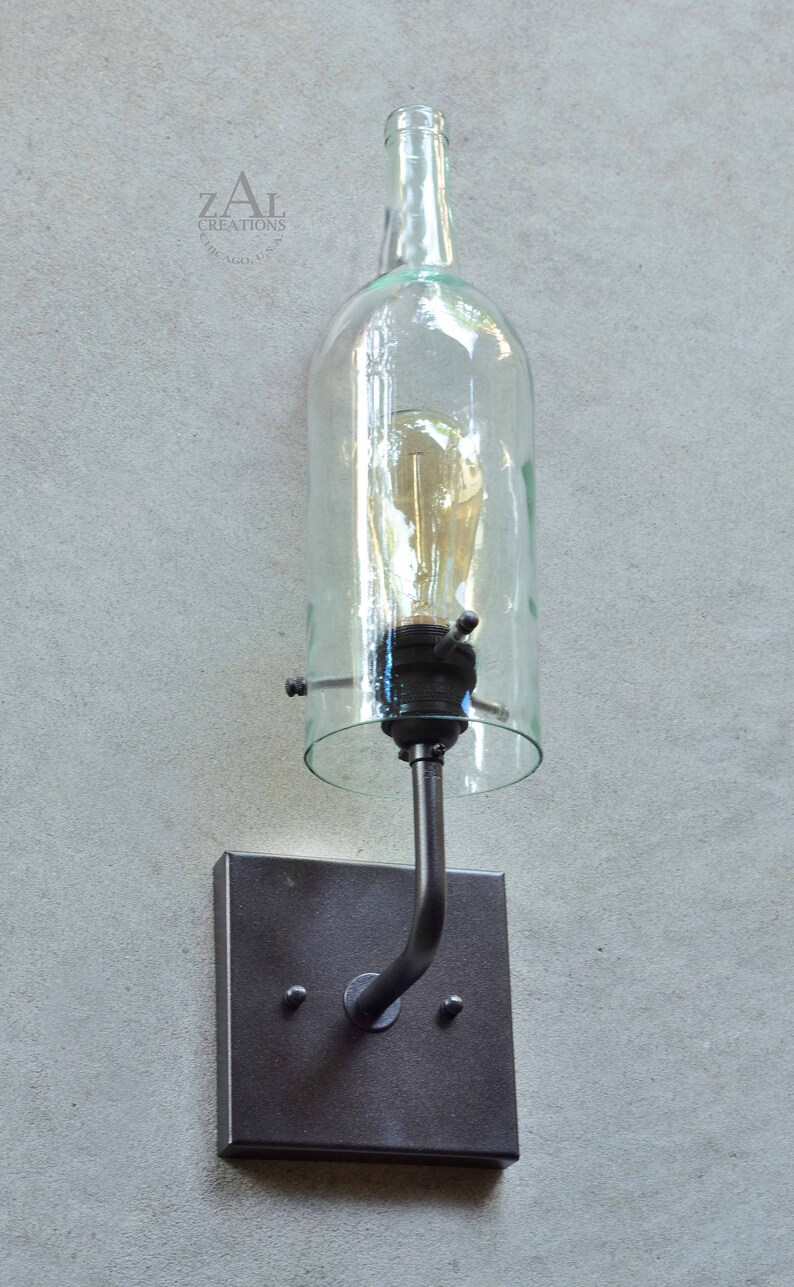 Wine bottle Sconce. Wall light. Etsy