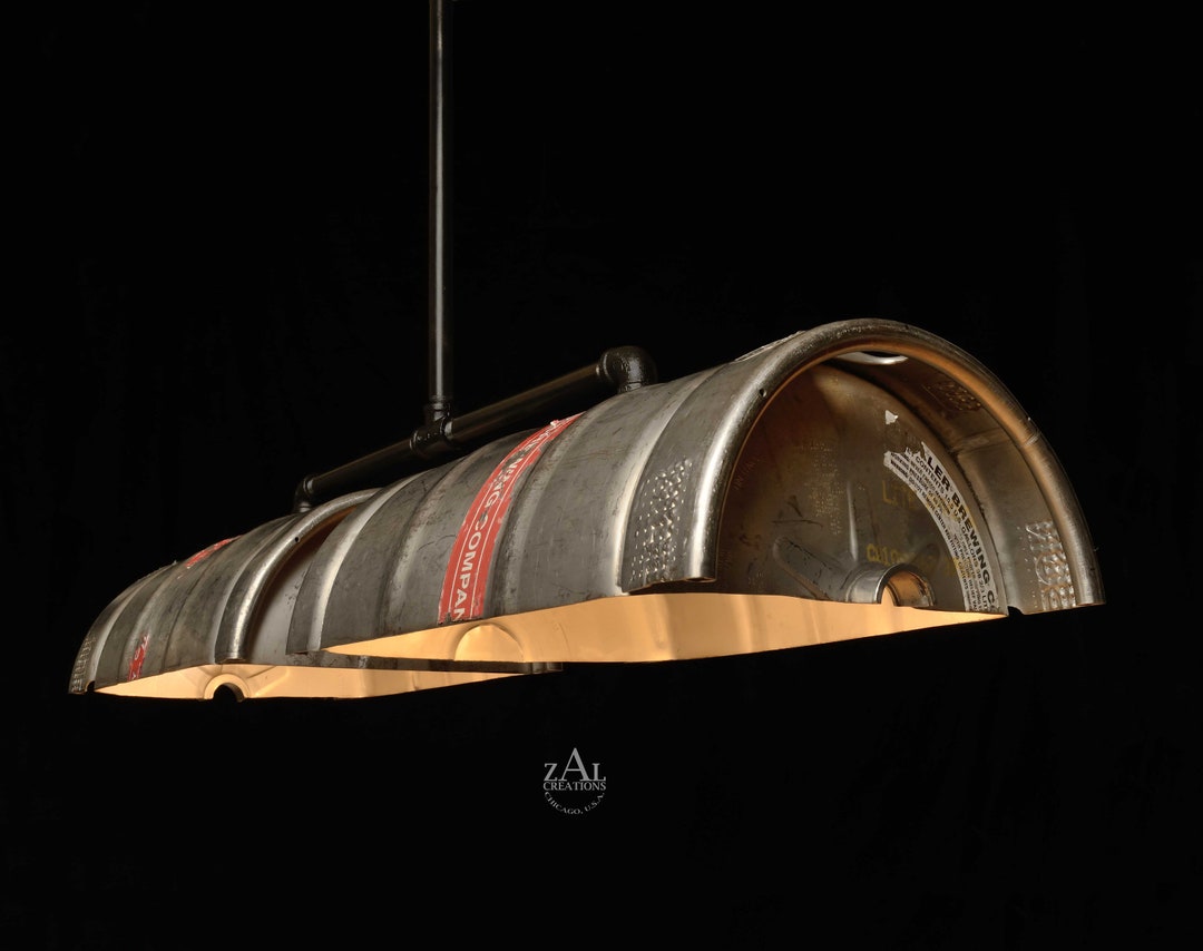Beer Keg Light, Keg Lighting, Pendant Light. Stainless Steel Barrel