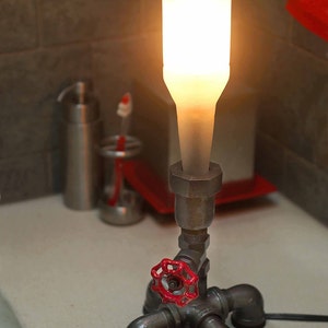 Bedside Lamp. Beer bottle, Plumbing pipe & fittings. Night light. Accent light. Table lamp. image 1