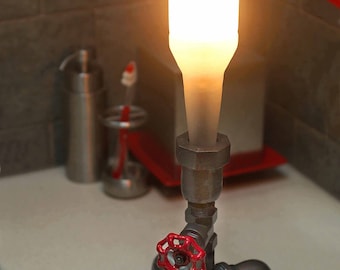 Bedside Lamp. Beer bottle, Plumbing pipe & fittings. Night light. Accent light. Table lamp.