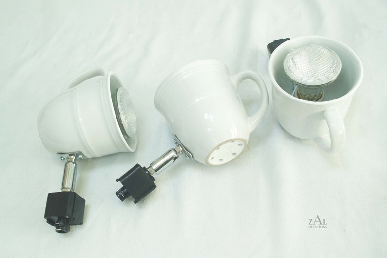 Track Lighting Fixture, Coffee mug, Tea cup. 3 Track lights & Track. image 2