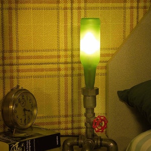 Bedside Lamp. Beer bottle, Plumbing pipe & fittings. Night light. Accent light. Table lamp. image 2