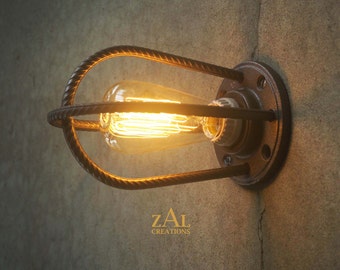 Rebar Sconce. Wall / Ceiling Light. Industrial. Steampunk.