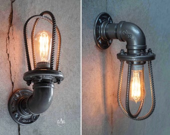 Rebar Sconce. Wall Light. Industrial. Edison. Steampunk.