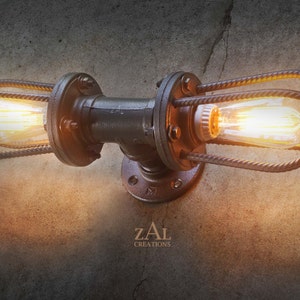 Rebar Sconce. Wall Light. Ceiling Light. Vanity Light. Industrial.Edison Steampunk image 1