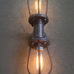 Rebar Sconce. Wall Light. Ceiling Light. Vanity Light. Industrial.Edison Steampunk image 2