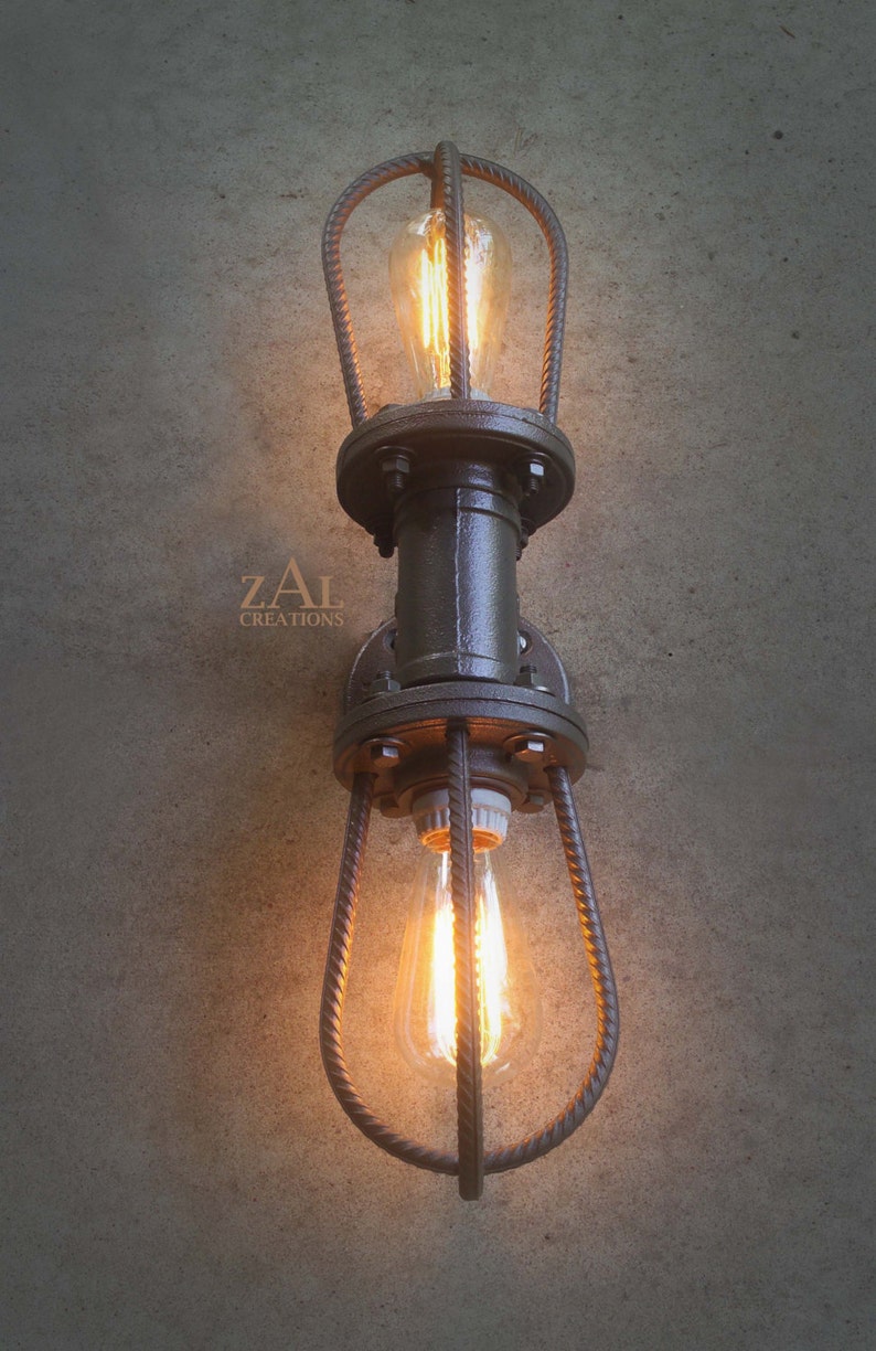 Rebar Sconce. Wall Light. Ceiling Light. Vanity Light. Industrial.Edison Steampunk image 2