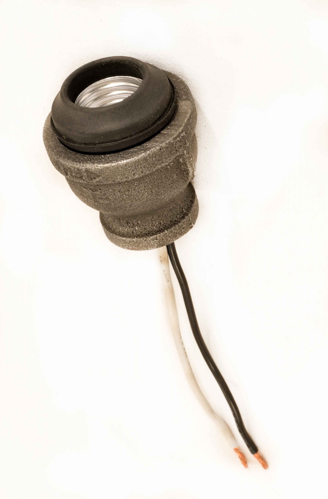 Steampunk Lampholder Black Iron Pipe Lamp Socket With Wire Etsy