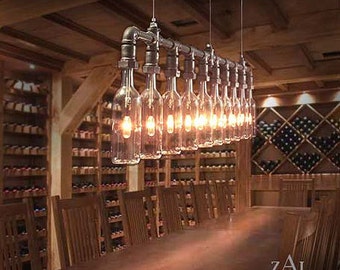 Pendant Light. Wine, Beer Bottles, Suspension Lamp.