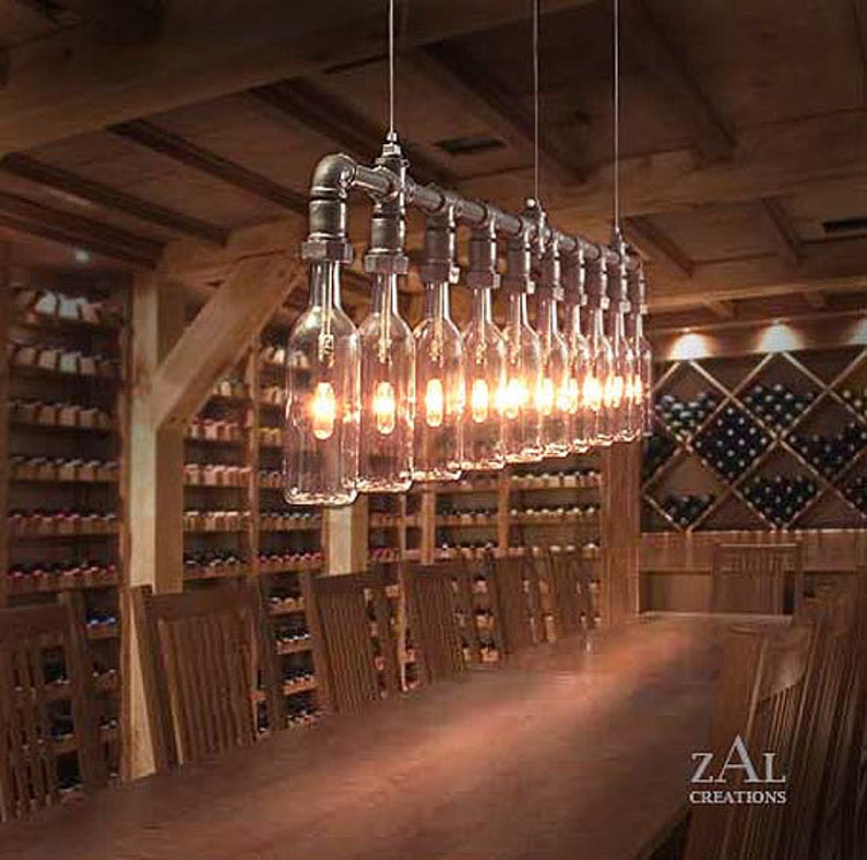 Pendant Light. Wine, Beer Bottles, Suspension Lamp. image 1