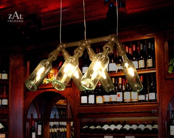 Pendant Light. Suspension Lamp. Wine Bottles.