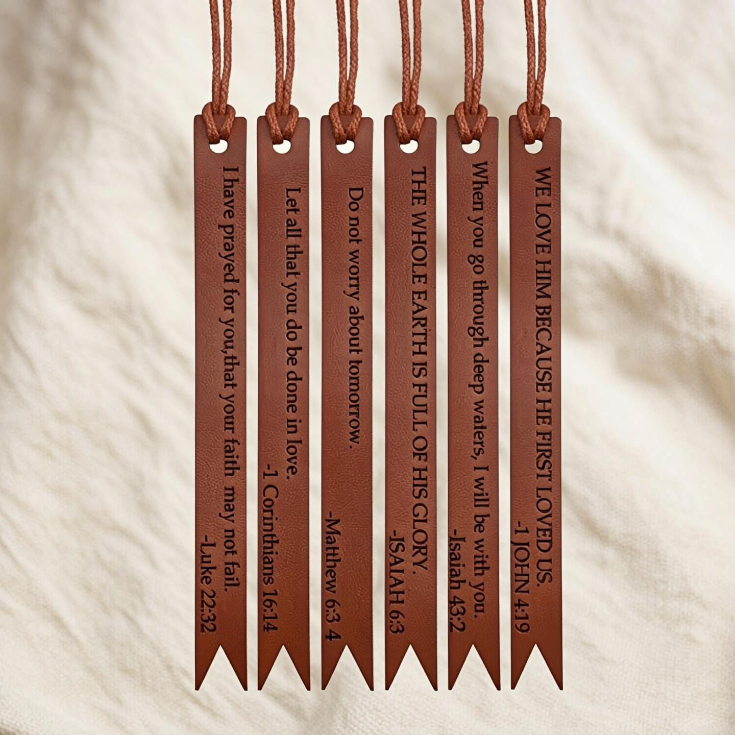 Leather Bible Bookmarks, Engraved Verses, Church Christian Gifts for ...