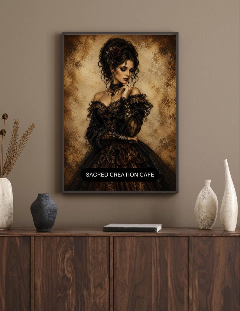 The Lace Parlor Lady Printable Wall Art Gothic Romance Woman Portrait