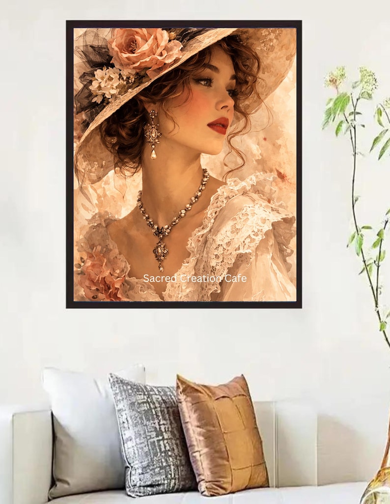 Vintage Victorian Lady With Rose Hat Printable Wall Art – Edwardian ...