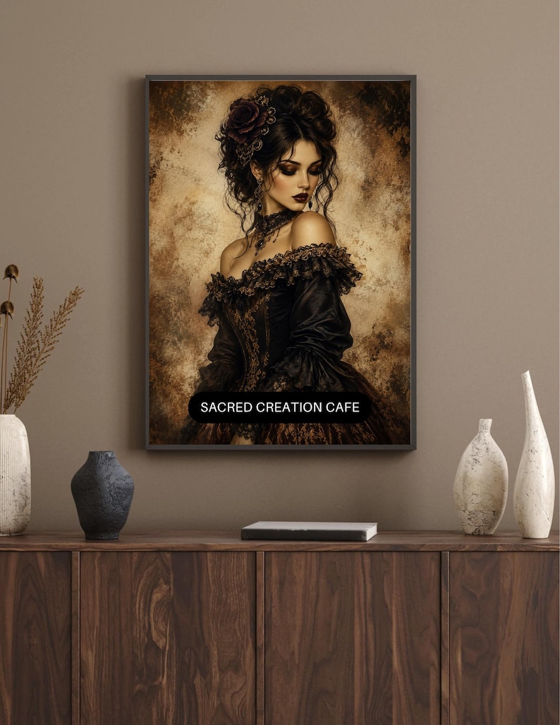 The Midnight Rose Lady Printable Wall Art gothic Romance Woman