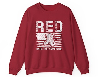Denken Sie daran, jeder bereitgestellt Stiefel Flagge Rundhals-Sweatshirt | Militär-Einsatzbegleiter