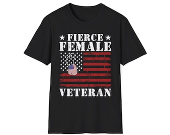 Heftiges weibliches veteran-T-Shirt