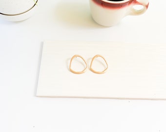 Gold Open Circle Stud Earrings | Minimal Modern Statement Studs
