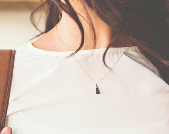 14 Karat Gold Filled Necklace - Tiny Tassel Olive & Gold Necklace