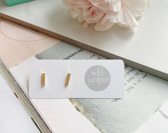 Tiny Gold Bar Stud Earrings | Minimalist Gold Earrings | Dainty Everyday Studs | Hypoallergenic Nickel Free Jewelry | 6mm Bar Earrings