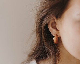 Minimalist Earrings - Wooden Half Hoop Earrings