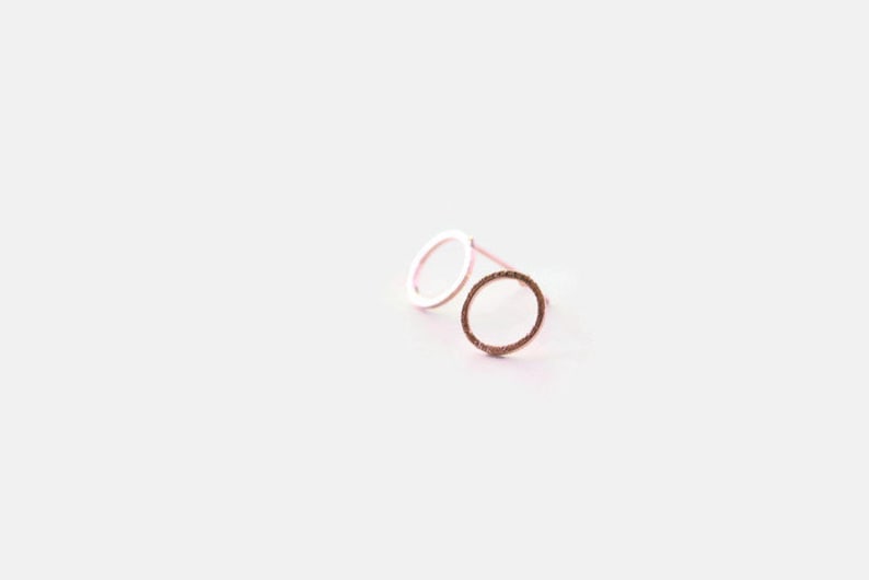 Rose Gold Stud Earrings Open Circle . Rose Gold Open Circle Studs image 5