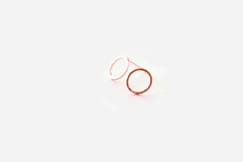 Rose Gold Stud Earrings Open Circle . Rose Gold Open Circle Studs image 1