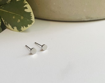 Tiny Silver Circle Stud Earrings | Minimalist Silver Studs | Dainty Everyday Jewelry | Hypoallergenic Nickel Free Earrings | 5mm Studs