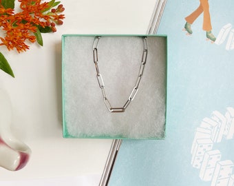 Silver Chain Necklace - Silver Paperclip Chain Necklace