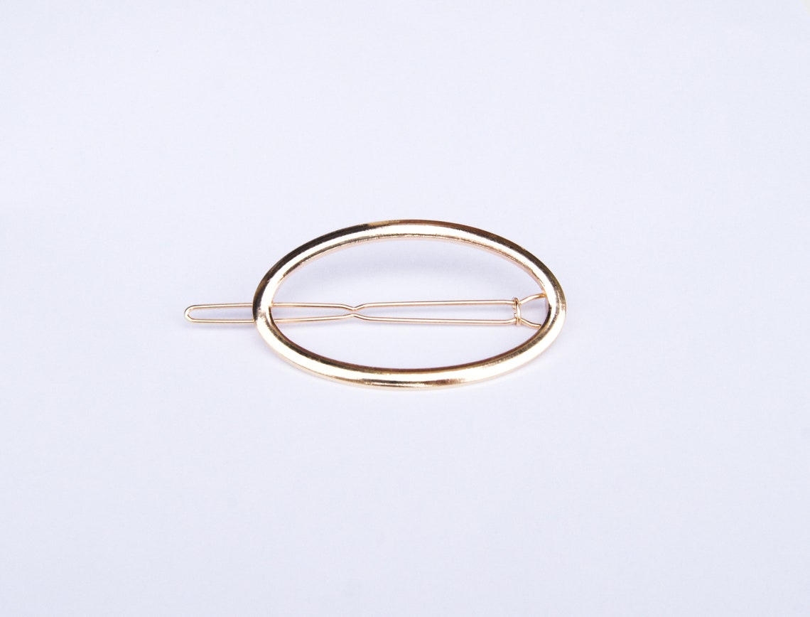 Oval Hair Barrette Gold Hair Barrette Gold Hair Clip Etsy