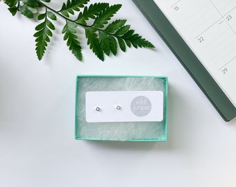 Tiny Tiny Silver Studs Earrings - Very Tiny Silver Open Square Studs