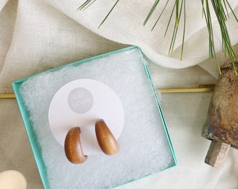 Wooden Hoop Earrings | Wooden Half Hoop Earrings | Lightweight Boho Earrings | Minimalist Statement Earrings | Everyday Jewelry