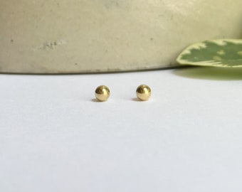 Gold Studs Earrings Tiny Round