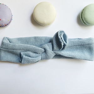 Baby Girl Headwrap - Baby Girl Headband - Waffle Knit Pale Blue
